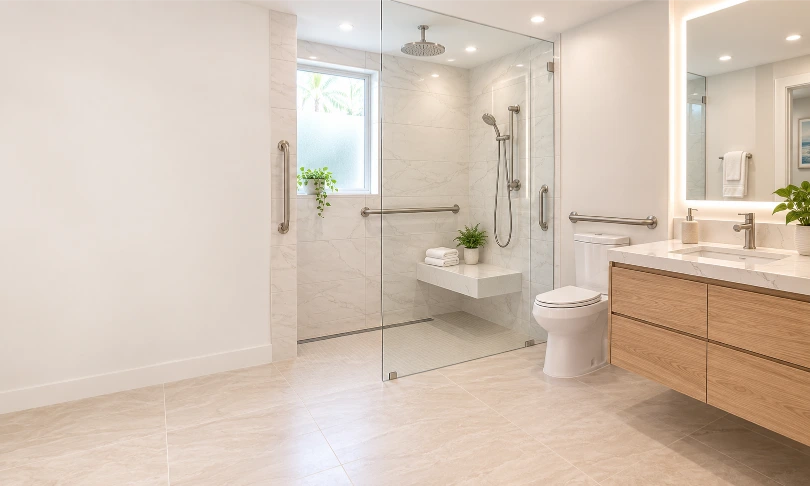 Aging-in-place accessible bathroom remodeling in Boca Raton, Florida