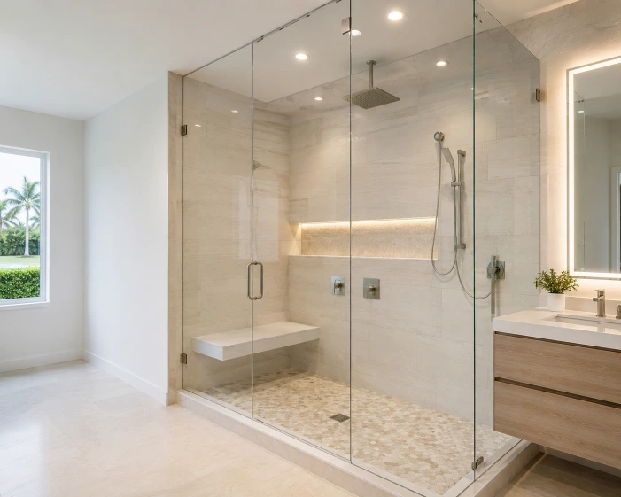 Walk-in shower installation design in Boca Raton, Florida